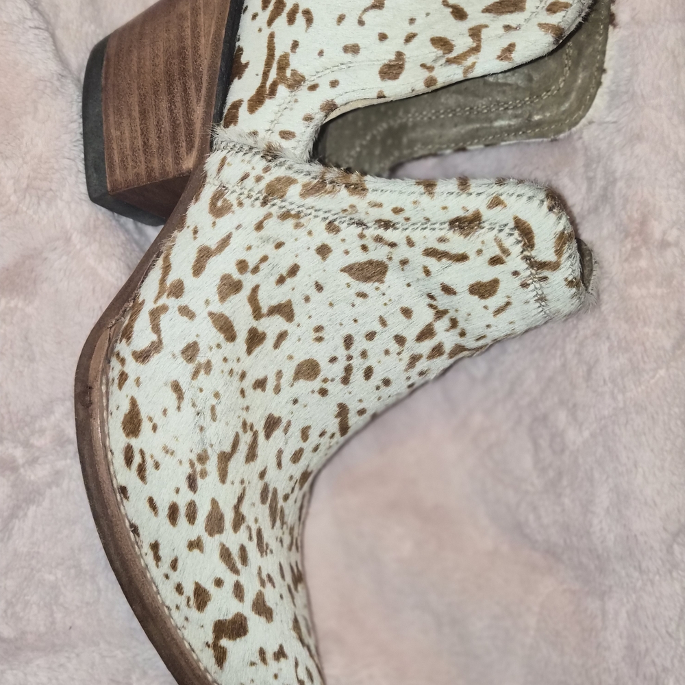Ariat Cow Print Ankle Booties - White and Brown